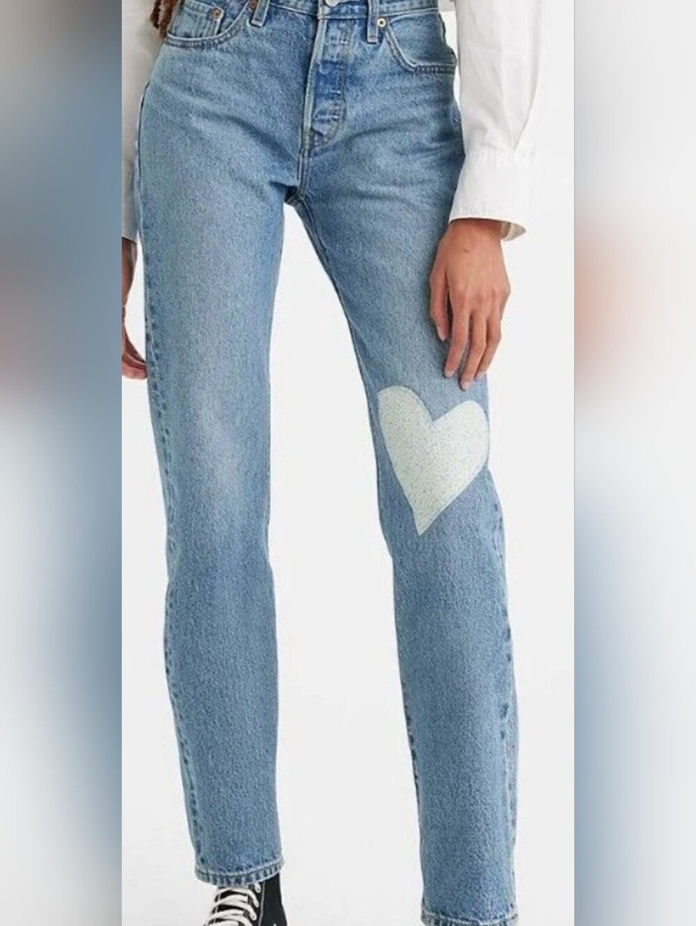 Levi's 150 Anniversary Light Blue Straight Jeans with White Heart Patch